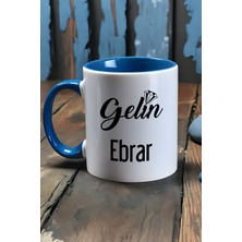 Hedizu Kişiye Özel Gelin Kupa Bardak Mavi Nişan Düğün Söz Isteme Hediyesi