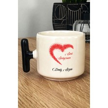 Hedizu Kişiye Özel Seni Seviyorum Kupa Bardak T Kulplu Siyah Sevgililer Günü Hediyesi