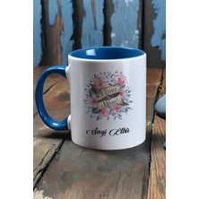 Hedizu Kişiye Özel I Love You Mom Kupa Bardak Mavi Anneler Günü Hediyesi