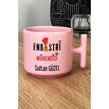 Hedizu Kişiye Özel Endüstri Mühendisi Pastel T Kulplu Kupa Bardak Pembe Mühendisler Günü Hediyesi