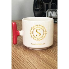 Hedizu Kişiye Özel Gold Baş Harf ve Isim Soyisim Kupa Bardak T Kulplu Pembe Arkadaşa Doğum Günü Hediyesi