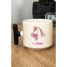 Hedizu Kişiye Özel Unicorn -3- Kupa Bardak T Kulplu Siyah Arkadaşa Kardeşe Hediye