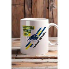 Hedizu Kişiye Özel Sarı Lacivert Taraftar Kupa Bardak Beyaz Abiye Babaya Arkadaşa Sevgiliye Hediye