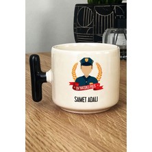 Hedizu Kişiye Özel Erkek Polis Kupa Bardak T Kulplu Siyah Polisler Günü Hediyesi