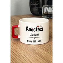 Hedizu Kişiye Özel Anestezi Uzmanı Lüks Fincan Kırmızı Tıp Bayramı Hediyesi