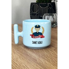 Hedizu Kişiye Özel Erkek Polis Pastel T Kulplu Kupa Bardak Mavi Polisler Günü Hediyesi