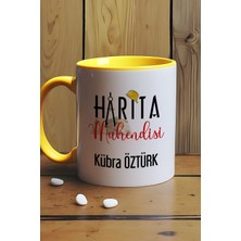 Hedizu Kişiye Özel Harita Mühendisi Kupa Bardak Sarı Mühendisler Günü Hediyesi