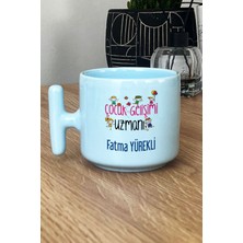 Hedizu Kişiye Özel Çocuk Gelişimi Uzmanı Pastel T Kulplu Kupa Bardak Mavi Öğretmenler Günü Hediyesi