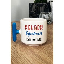 Hedizu Kişiye Özel Rehber Öğretmen Kupa Bardak T Kulplu Mavi Öğretmenler Günü Hediyesi