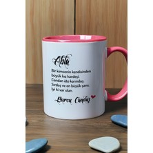 Hedizu Kişiye Özel Ablaya Hediye Kupa Bardak Pembe Ablaya Doğum Günü Hediyesi