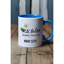 Hedizu Kişiye Özel Resim Öğretmeni Kupa Bardak Mavi Öğretmenler Günü Hediyesi