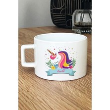 Hedizu Kişiye Özel Unicorn Lüks Fincan Beyaz  Kız Çocuğa Hediye