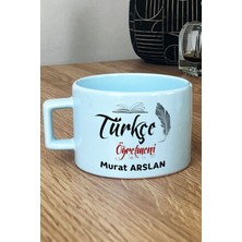 Hedizu Kişiye Özel Türkçe Öğretmeni -2- Pastel Fincan Mavi Öğretmenler Günü Hediyesi