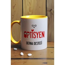 Hedizu Kişiye Özel Optisyen Kupa Bardak Sarı Isme Özel Tıp Bayramı Hediyeleri
