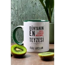 Hedizu Kişiye Özel Teyzeye Hediye Kupa Bardak Yeşil Teyzeye Doğum Günü Hediyesi
