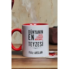 Hedizu Kişiye Özel Teyzeye Hediye Kupa Bardak Kırmızı Teyzeye Doğum Günü Hediyesi
