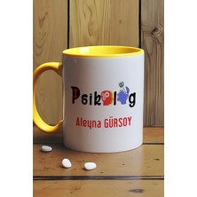 Hedizu Kişiye Özel Psikolog Kupa Bardak Sarı Isme Özel Tıp Bayramı Hediyeleri