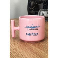 Hedizu Kişiye Özel Su Ürünleri Mühendisi Pastel T Kulplu Kupa Bardak Pembe Mühendisler Günü Hediyeleri