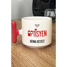 Hedizu Kişiye Özel Optisyen Kupa Bardak T Kulplu Pembe Isme Özel Tıp Bayramı Hediyeleri