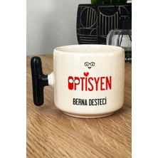 Hedizu Kişiye Özel Optisyen Kupa Bardak T Kulplu Siyah Isme Özel Tıp Bayramı Hediyeleri