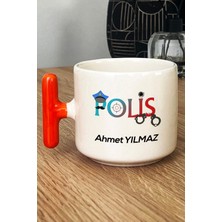 Hedizu Kişiye Özel Polis Kupa Bardak T Kulplu Turuncu Polisler Günü