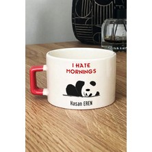 Hedizu Kişiye Özel I Hate Mornings Lüks Fincan Turuncu Uykucu Arkadaşa Hediye