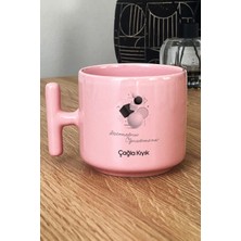 Hedizu Kişiye Özel Geometri Öğretmeni Pastel T Kulplu Kupa Bardak Pembe Öğretmenler Günü Hediyesi