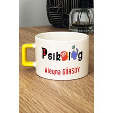 Hedizu Kişiye Özel Psikolog Lüks Fincan Sarı Isme Özel Tıp Bayramı Hediyeleri