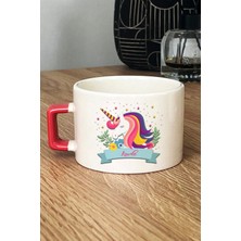 Hedizu Kişiye Özel Unicorn Lüks Fincan Turuncu Kız Çocuğa Hediye