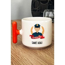 Hedizu Kişiye Özel Erkek Polis Kupa Bardak T Kulplu Turuncu Polisler Günü Hediyesi