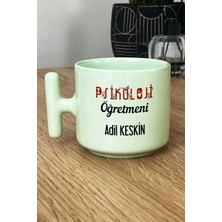 Hedizu Kişiye Özel Psikoloji Öğretmeni Pastel T Kulplu Kupa Bardak Yeşil