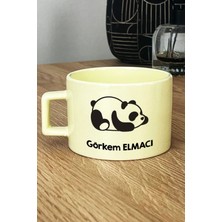 Hedizu Kişiye Özel Uykucu Panda Pastel Fincan Sarı Arkadaşa Doğum Günü Hediyesi