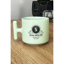 Hedizu Kişiye Özel Baş Harf Isim Soyisim Yazılı Pastel T Kulplu Kupa Bardak Yeşil Doğum Günü Hediyesi