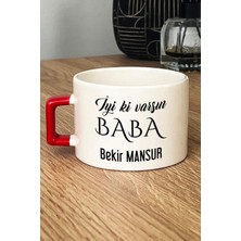 Hedizu Kişiye Özel Iyi Ki Varsın Baba Lüks Fincan Kırmızı Babalar Günü Hediyesi