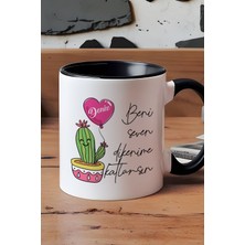 Hedizu Kişiye Özel Kaktüs Kupa Bardak Siyah Isme Özel Arkadaşa Doğum Günü Hediyesi