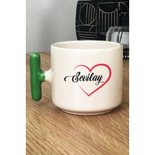 Hedizu Kişiye Özel Kalpli Isim Yazılı Kupa Bardak T Kulplu Yeşil Sevgililer Günü Hediyesi