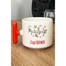 Hedizu Kişiye Özel Pedagog Kupa Bardak T Kulplu Turuncu Tıp Bayramı Hediyesi