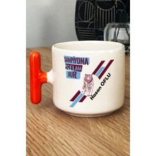 Hedizu Kişiye Özel Bordo Mavi Taraftar Kupa Bardak T Kulplu Turuncu Abiye Babaya Sevgiliye Arkadaşa Hediye