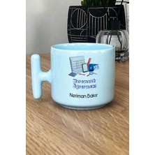 Hedizu Kişiye Özel Matematik Öğretmeni -4- Pastel T Kulplu Kupa Bardak Mavi Öğretmenler Günü Hediyesi