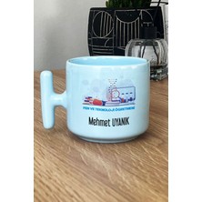 Hedizu Kişiye Özel Fen ve Teknoloji Öğretmeni Pastel T Kulplu Kupa Bardak Mavi Öğretmenler Günü Hediyesi