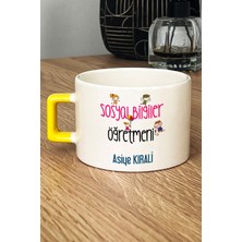 Hedizu Kişiye Özel Sosyal Bilgiler Öğretmeni Lüks Fincan Sarı Öğretmenler Günü Hediyeleri