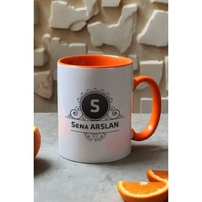 Hedizu Kişiye Özel Baş Harf Isim Soyisim Yazılı Kupa Bardak Turuncu Doğum Günü Hediyesi