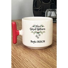 Hedizu Kişiye Özel Nice Mutlu Yıllara Kupa Bardak T Kulplu Pembe Yılbaşı Hediyesi