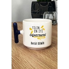 Hedizu Kişiye Özel Öğretmenler Günü Hediyesi Kupa Bardak T Kulplu Lacivert Sınıf Öğretmenine Hediye