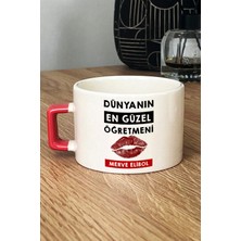 Hedizu Kişiye Özel Dünyanın En Güzel Öğretmeni Lüks Fincan Turuncu Öğretmenler Günü Hediyesi