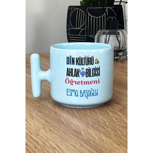 Hedizu Kişiye Özel Din Kültürü Öğretmeni Pastel T Kulplu Kupa Bardak Mavi Öğretmenler Günü Hediyesi