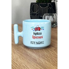 Hedizu Kişiye Özel Ingilizce Öğretmeni -2- Pastel T Kulplu Kupa Bardak Mavi Öğretmenler Günü Hediyesi