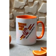 Hedizu Kişiye Özel Taraftar Sarı Kırmızı Kupa Bardak Turuncu Babaya Abiye Arkadaşa Hediye