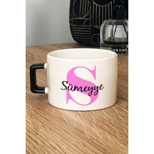 Hedizu Kişiye Özel Baş Harf ve Isim Yazılı Lüks Fincan Siyah Doğum Günü Hediyesi