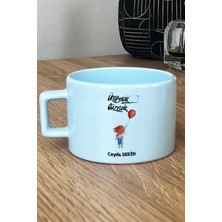 Hedizu Kişiye Özel Ütopyalar Güzeldir Pastel Fincan Mavi Arkadaşa Hediye